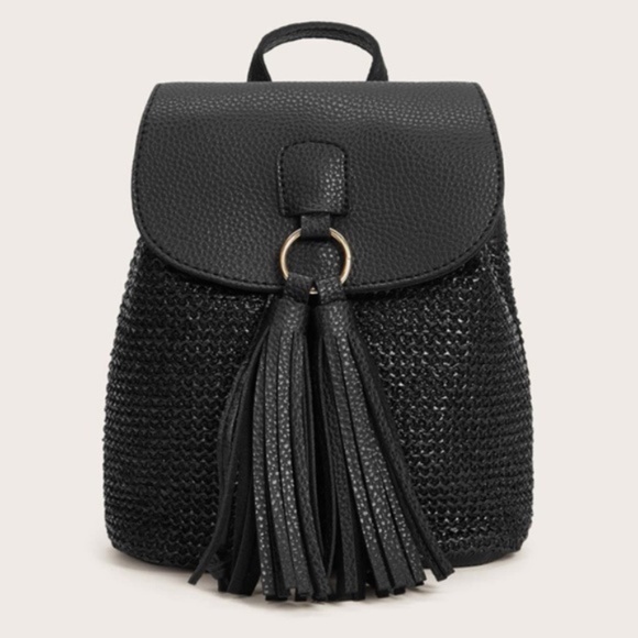 FIONNA Black Straw mini Backpack main image 7